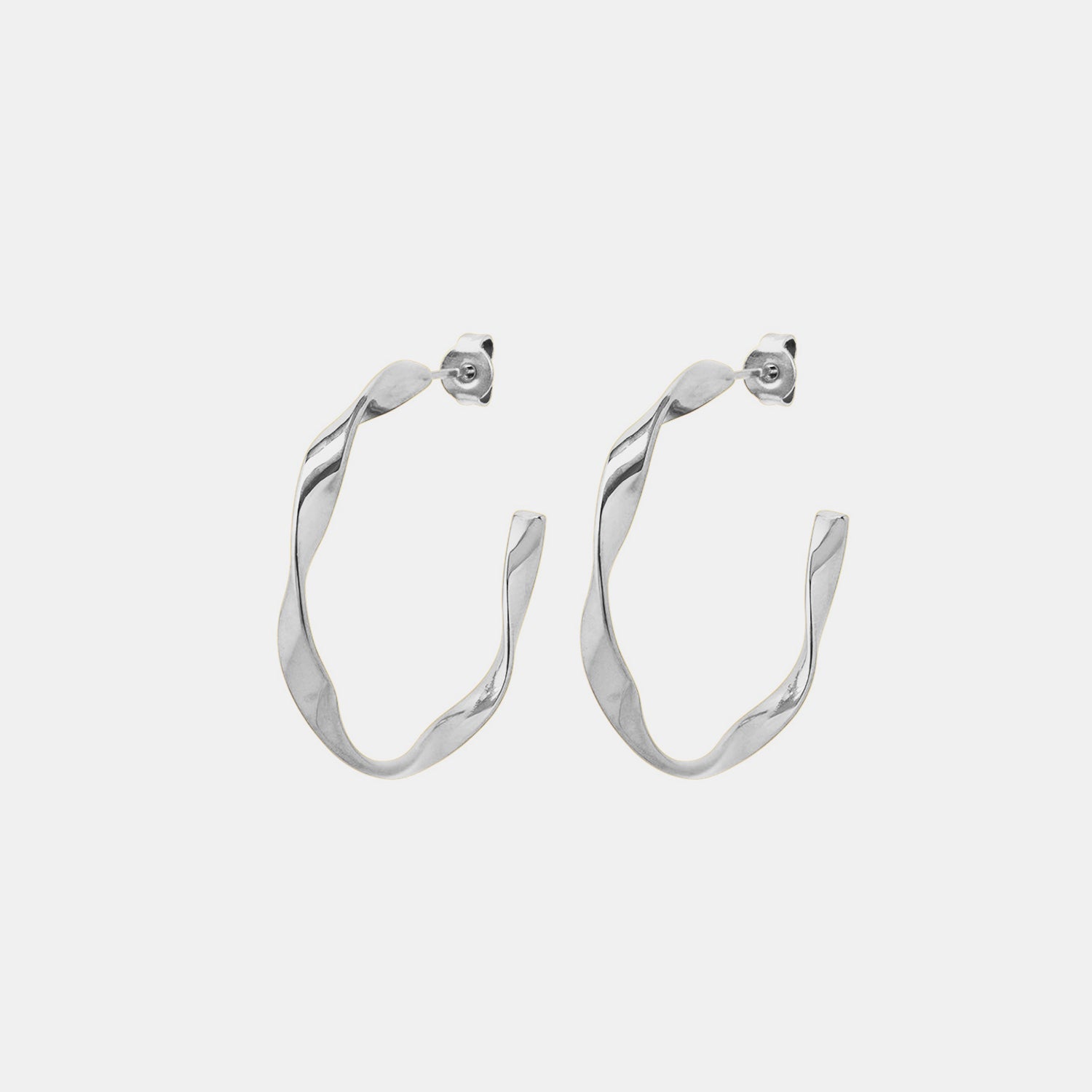 Titanium Steel C-Hoop Earrings Silver One Size