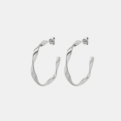 Titanium Steel C-Hoop Earrings Silver One Size