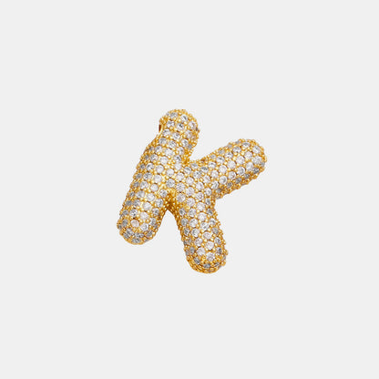 Inlaid Zircon Bubble Initial Necklace Style K One Size