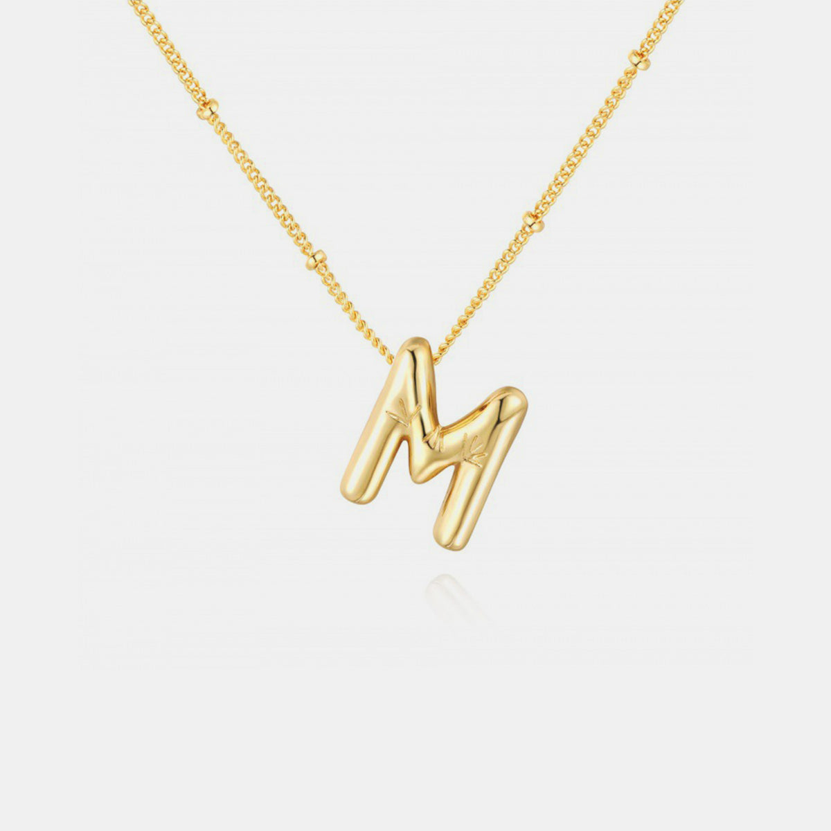 Gold-Plated Bubble Initial Necklace Style M One Size