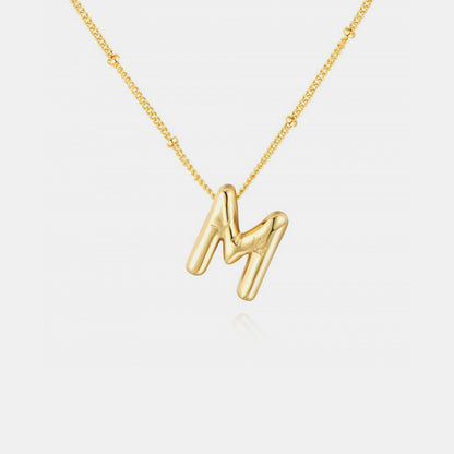 Gold-Plated Bubble Initial Necklace Style M One Size