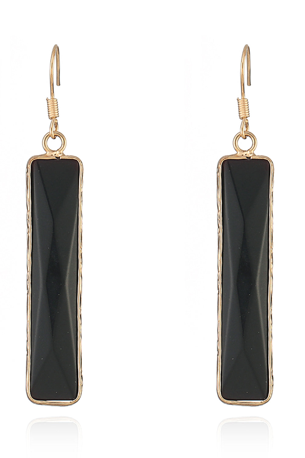 Natural Stone Drop Earrings Black One Size