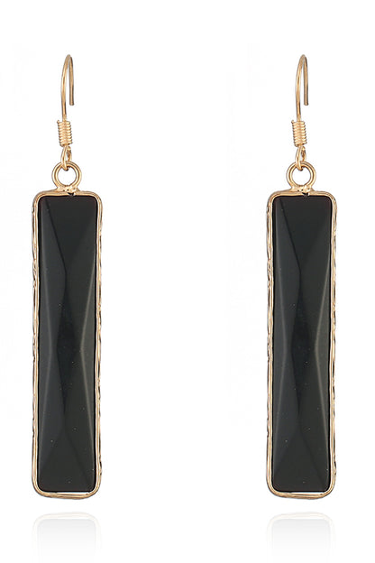 Natural Stone Drop Earrings Black One Size