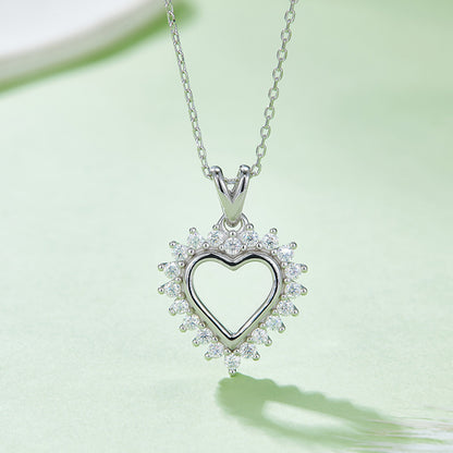 Moissanite 925 Sterling Silver Heart Pendant Necklace Silver One Size