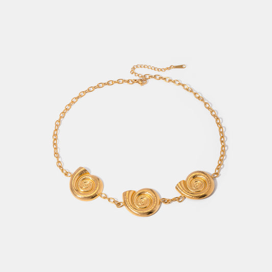 Stainless Steel Spiral Charm Necklace Gold One Size
