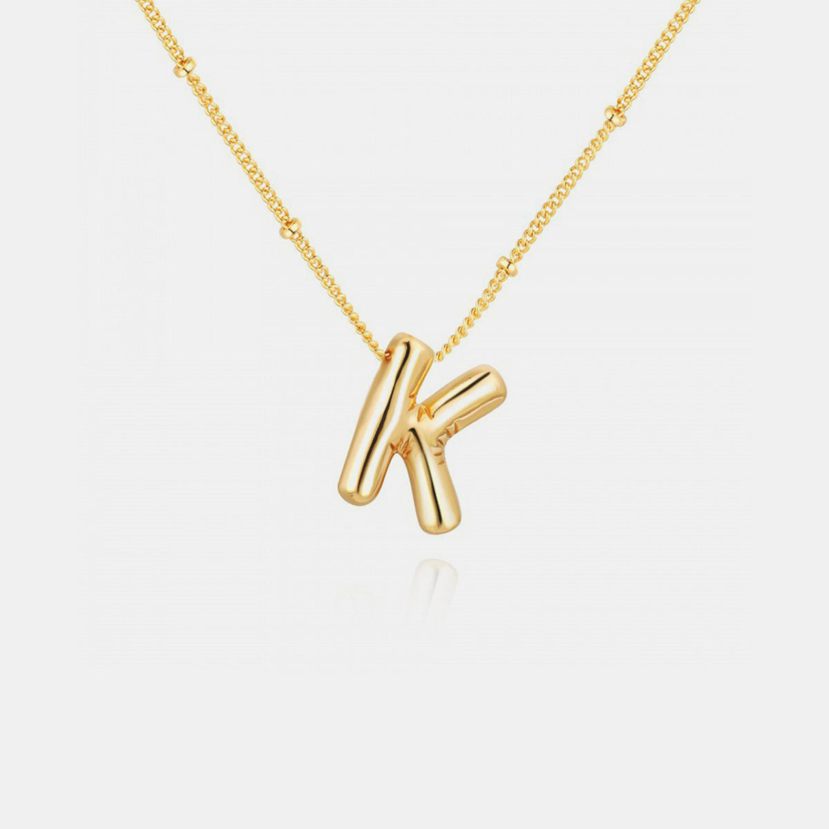 Gold-Plated Bubble Initial Necklace Style K One Size