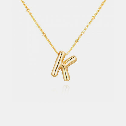 Gold-Plated Bubble Initial Necklace Style K One Size