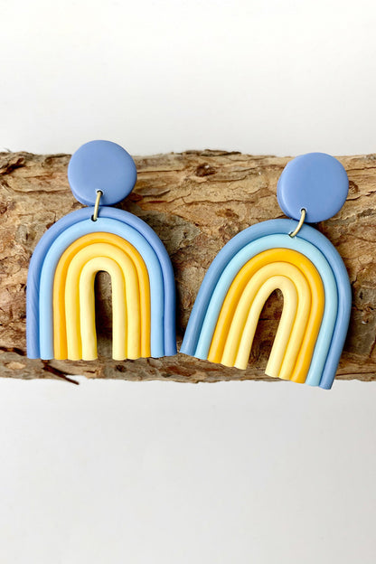 Rainbow Shape Dangle Earrings Dusty Blue One Size