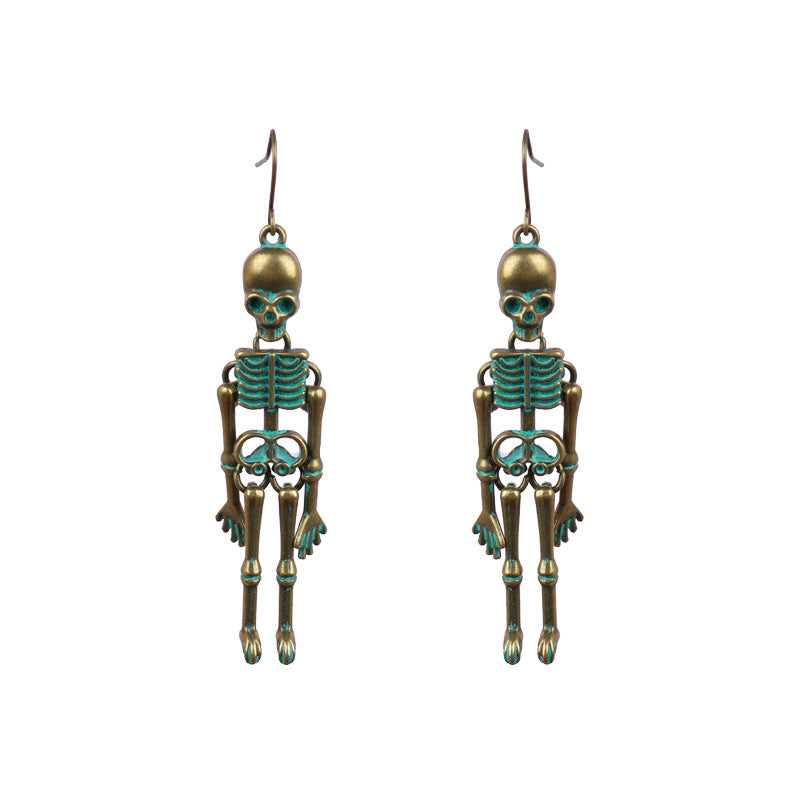Skeleton Alloy Earrings Teal One Size