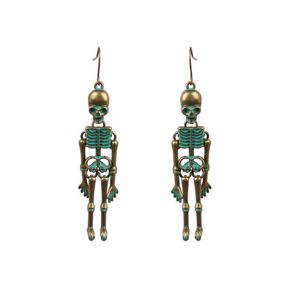 Skeleton Alloy Earrings Teal One Size