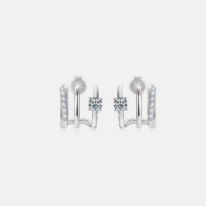 Moissanite 925 Sterling Silver Earrings Silver One Size