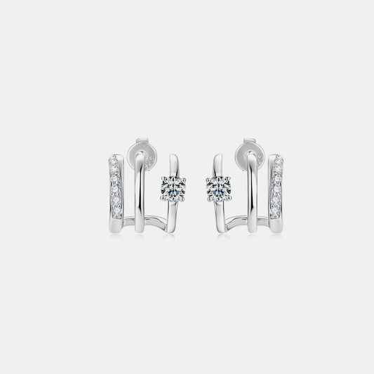 Moissanite 925 Sterling Silver Earrings Silver One Size