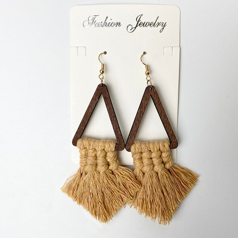 Tassel Detail Geometric Earrings Camel One Size