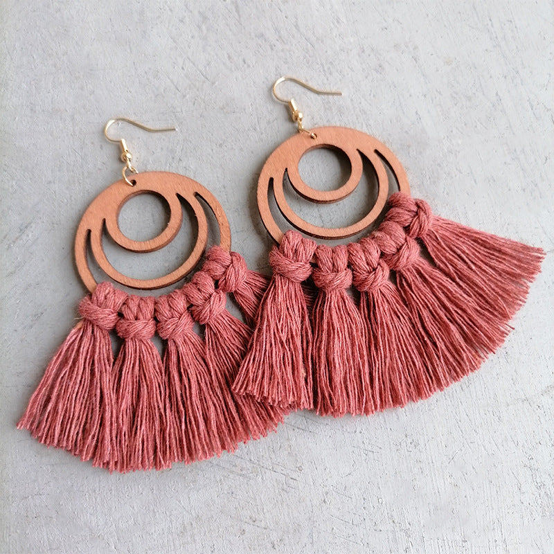 Tassel Detail Geometric Earrings Strawberry One Size