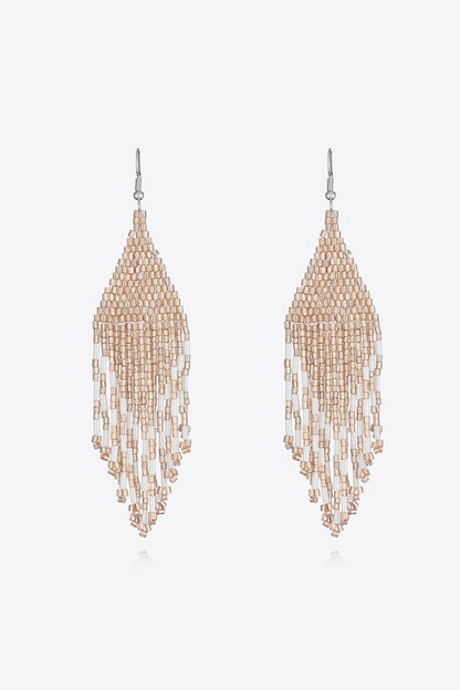 Beaded Dangle Earrings Apricot One Size