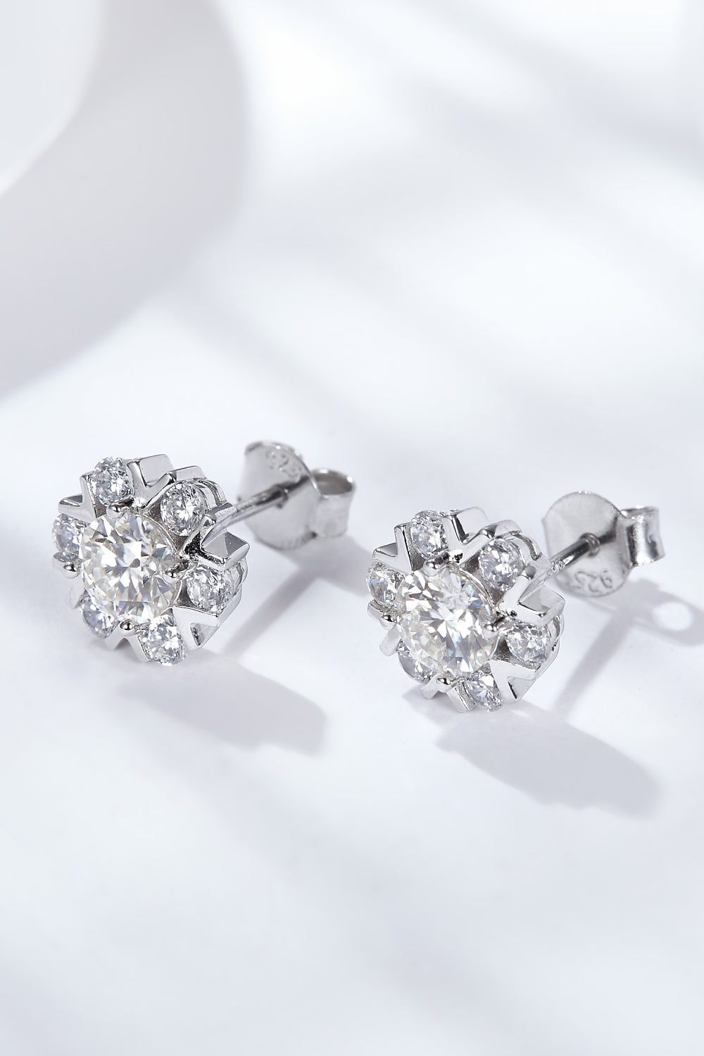925 Sterling Silver Moissanite Stud Earrings.
