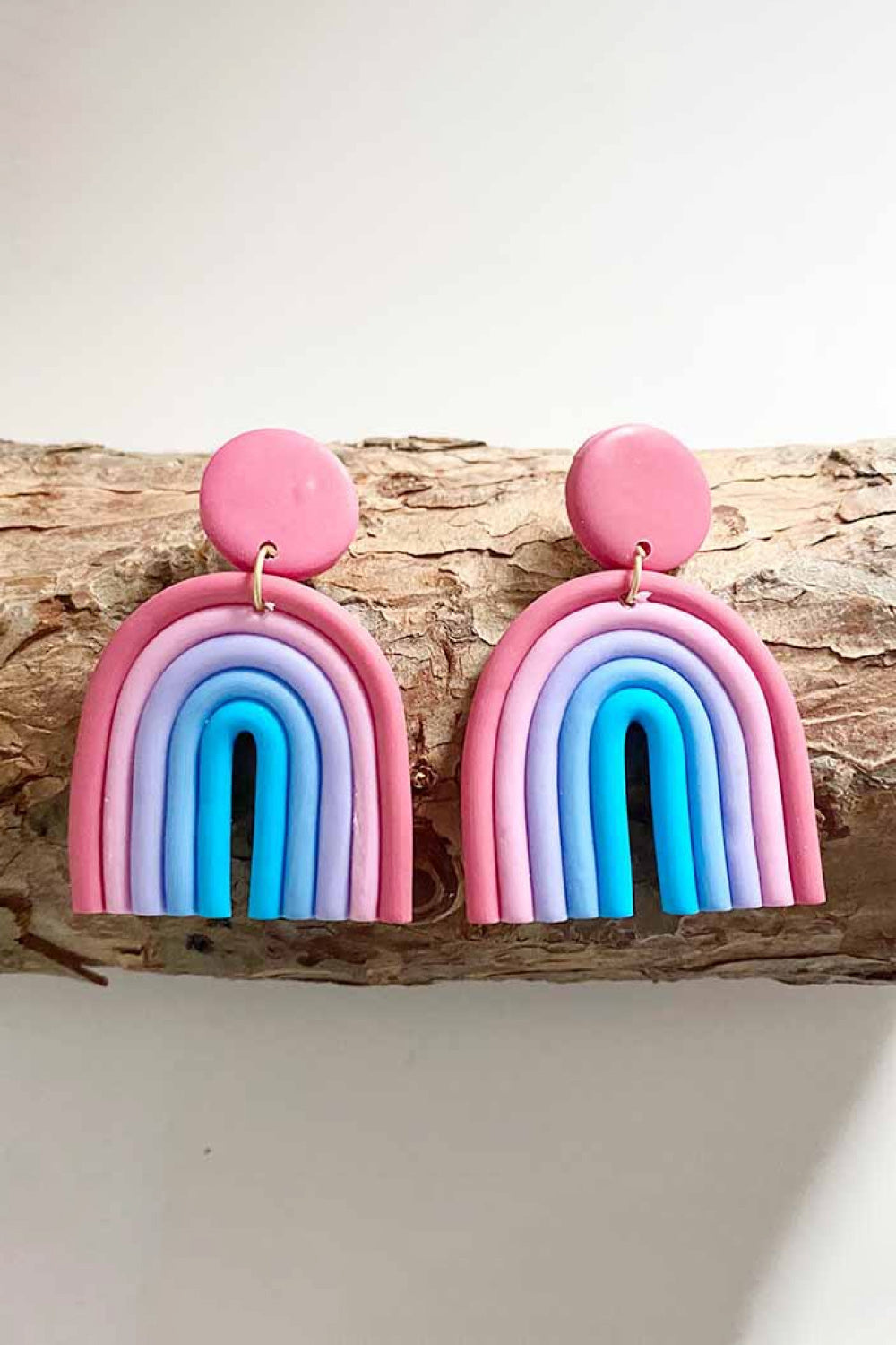 Rainbow Shape Dangle Earrings Pink One Size