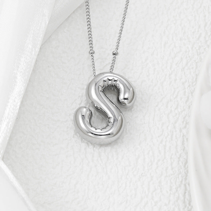 Copper Bubble Letter Pendant Necklace Style S One Size