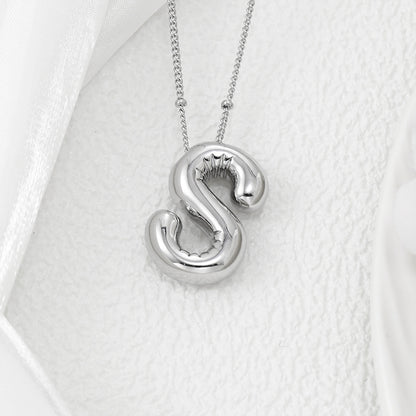 Copper Bubble Letter Pendant Necklace Style S One Size