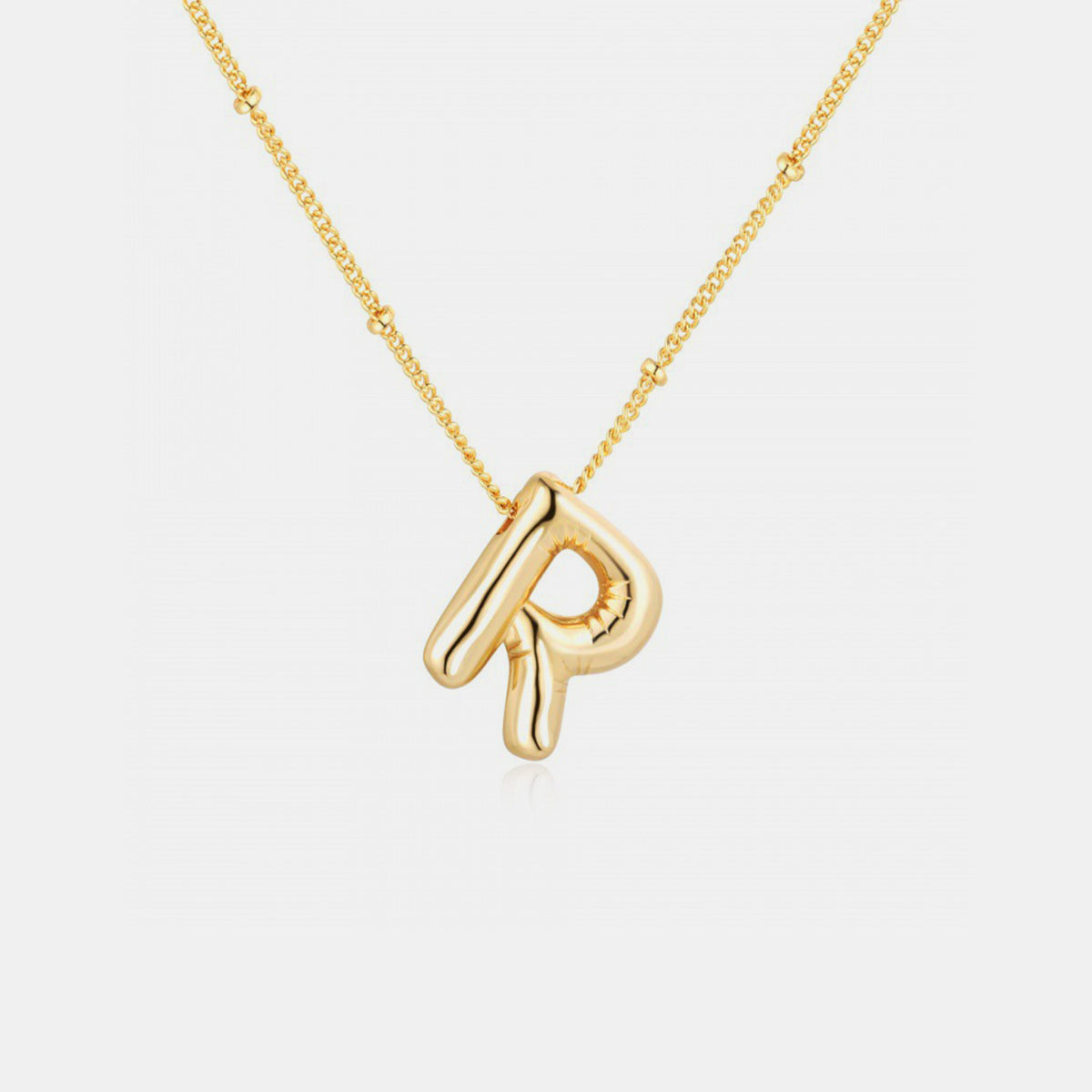 Gold-Plated Bubble Initial Necklace Style R One Size