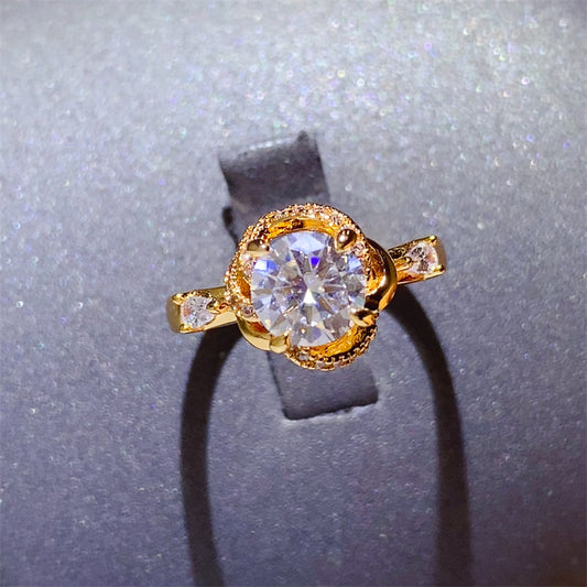 1 Carat Moissanite Zircon 925 Sterling Silver Ring Gold