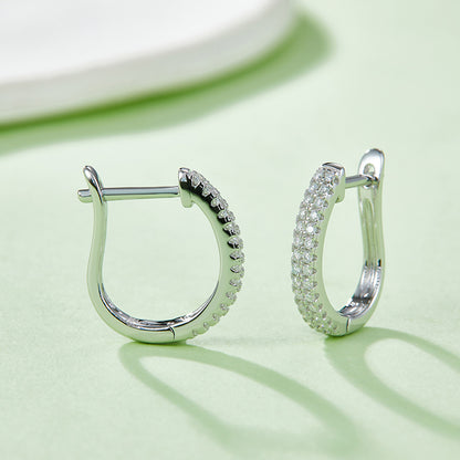 Moissanite 925 Sterling Silver Huggie Earrings Silver One Size