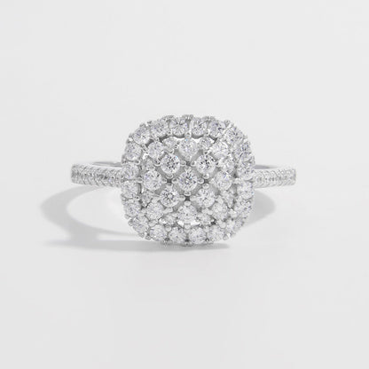925 Sterling Silver Inlaid Zircon Square Shape Ring Silver