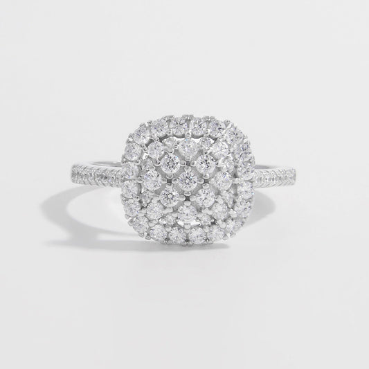 925 Sterling Silver Inlaid Zircon Square Shape Ring Silver