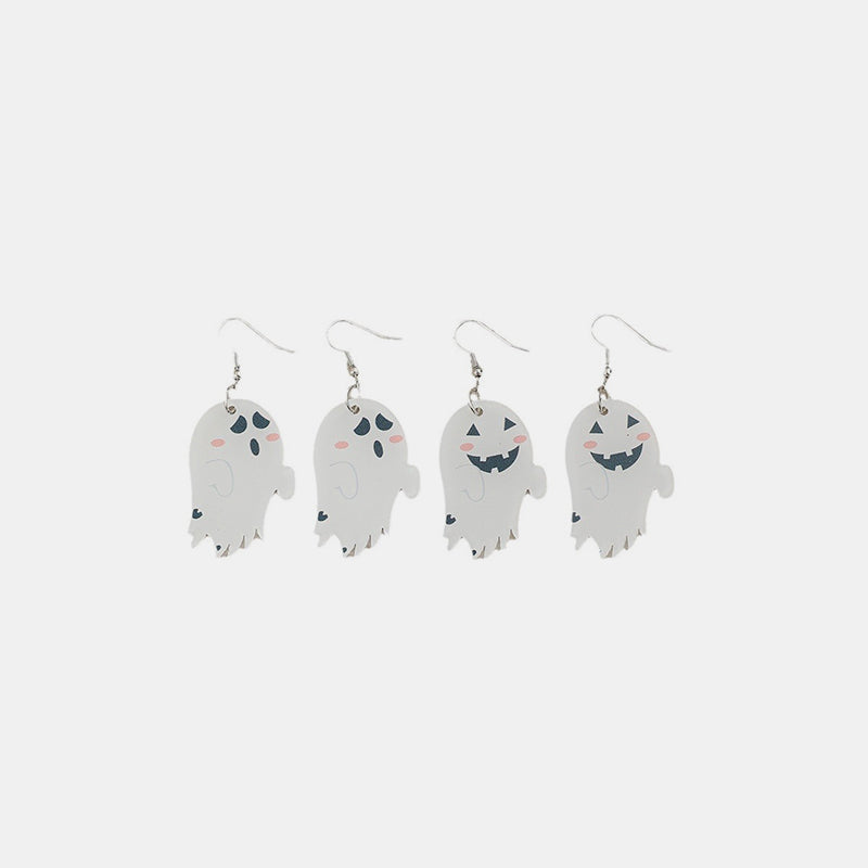 2 Piece Alloy Acrylic Ghost Dangle Earrings White One Size