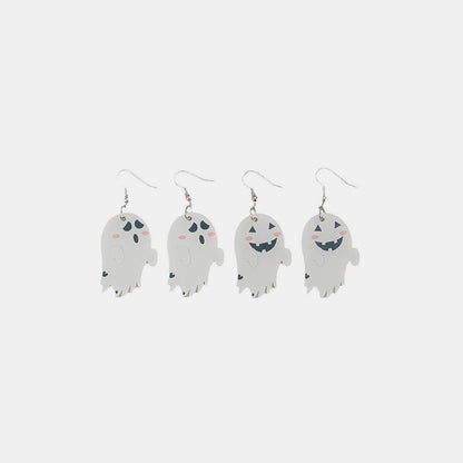 2 Piece Alloy Acrylic Ghost Dangle Earrings White One Size
