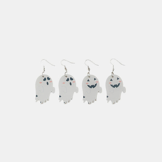 2 Piece Alloy Acrylic Ghost Dangle Earrings White One Size