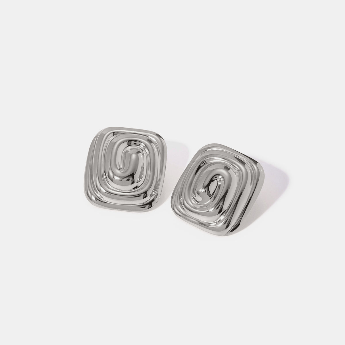 Stainless Steel Stud Earrings Silver One Size