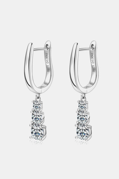 1.8 Carat Moissanite 925 Sterling Silver Drop Earrings Silver One Size
