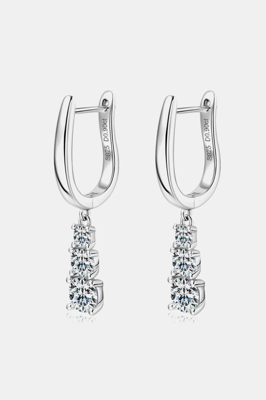 1.8 Carat Moissanite 925 Sterling Silver Drop Earrings Silver One Size
