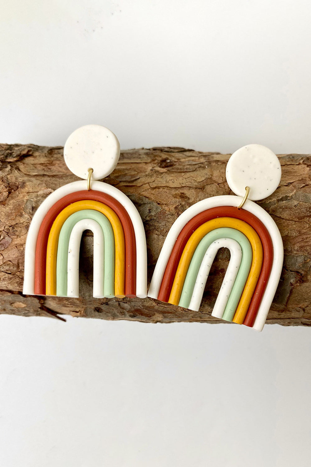 Rainbow Shape Dangle Earrings Ivory One Size
