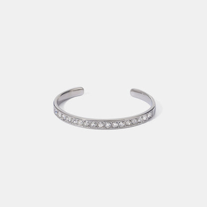 Stainless Steel Inlaid Zircon Bracelet Silver One Size