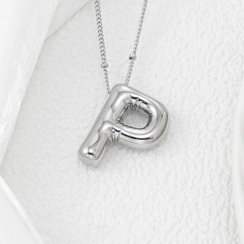 Copper Bubble Letter Pendant Necklace Style P One Size