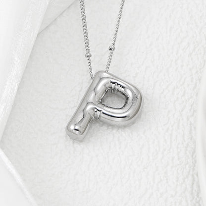 Copper Bubble Letter Pendant Necklace Style P One Size