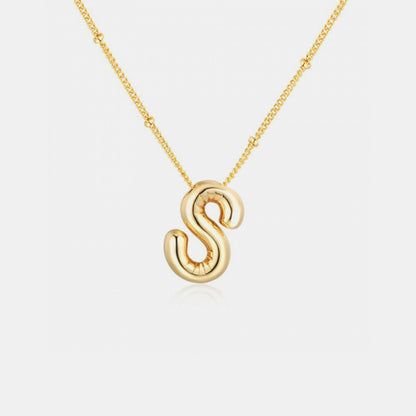 Gold-Plated Bubble Initial Necklace Style S One Size