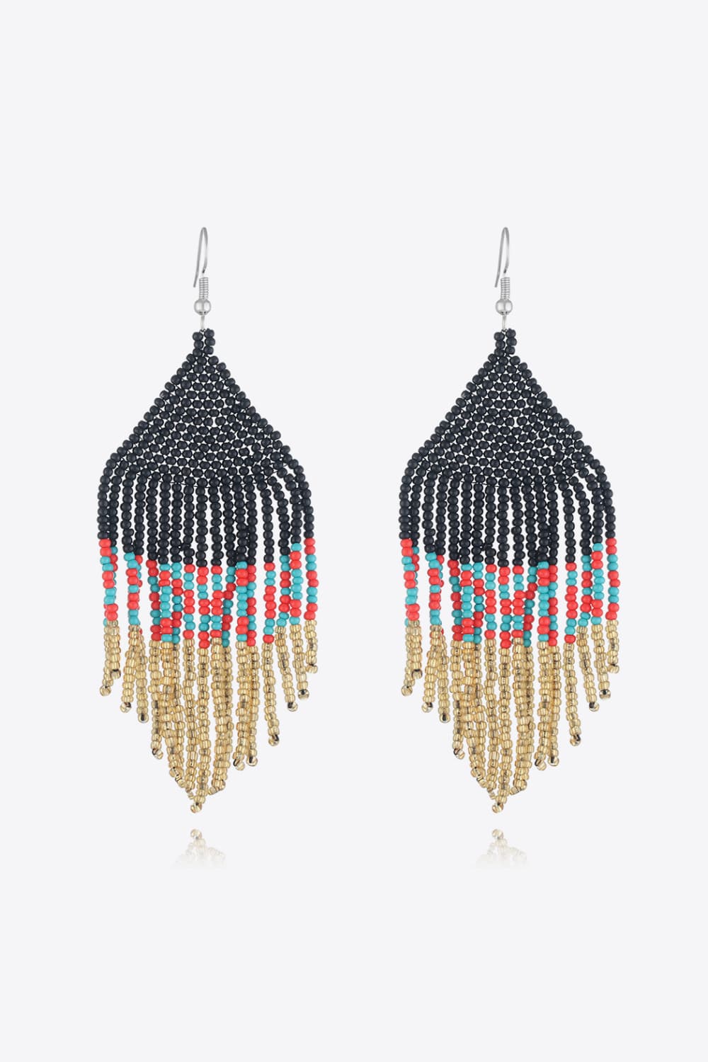 Beaded Dangle Earrings Black One Size