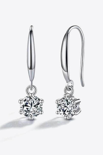 2 Carat Moissanite 6-Prong Drop Earrings Silver One Size