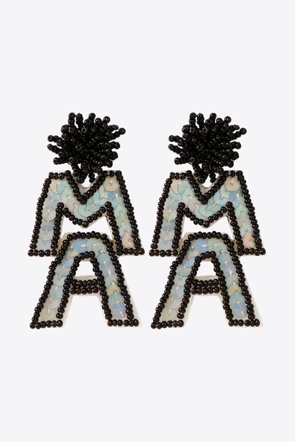 MAMA Beaded Dangle Earrings Black One Size