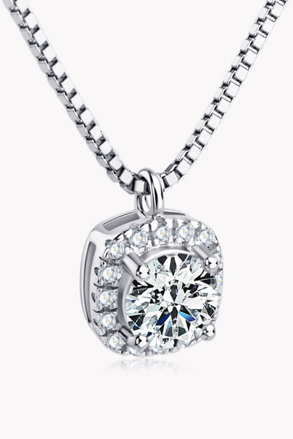 Moissanite Pendant Platinum-Plated Necklace Silver One Size