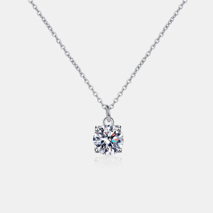 1 Carat Moissanite 925 Sterling Silver Necklace Silver One Size