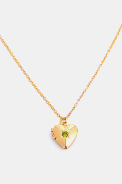 Zircon Heart Shape 14K Gold-Plated Pendant Necklace August One Size