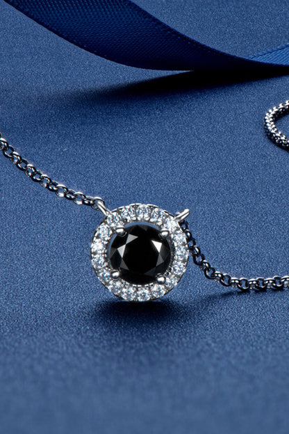 Two-Tone 1 Carat Moissanite Round Pendant Necklace Black One Size