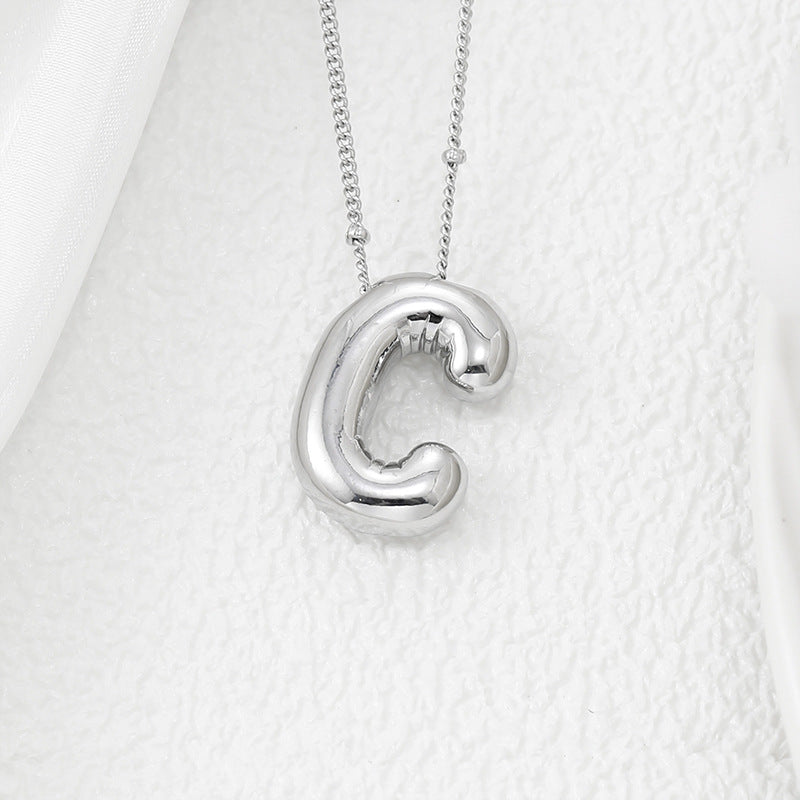Copper Bubble Letter Pendant Necklace Style C One Size