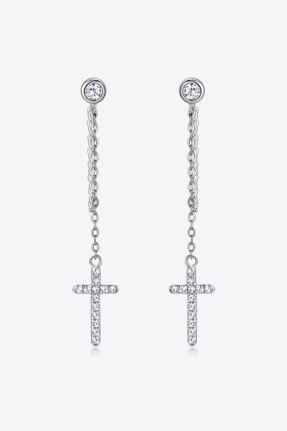 Moissanite 925 Sterling Silver Cross Earrings Silver One Size