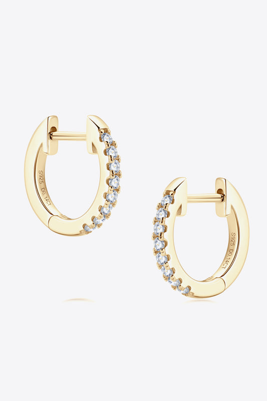 Moissanite 925 Sterling Silver Huggie Earrings Gold One Size