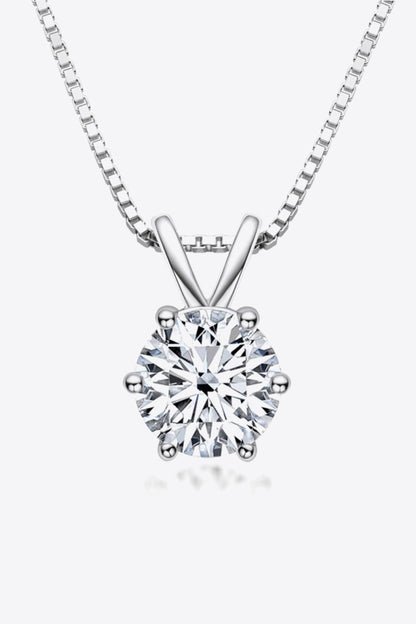 925 Sterling Silver 1 Carat Moissanite Pendant Necklace Silver One Size